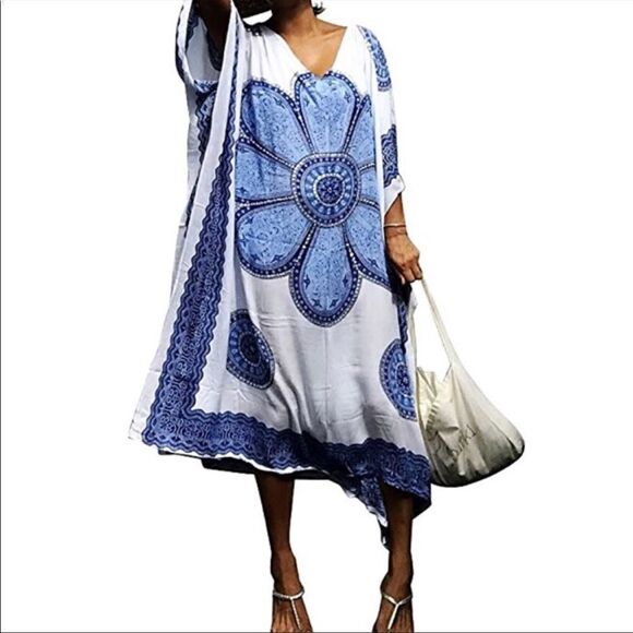Boho Printed Cover Up Kaftan Tunic - Picture 3 of 7